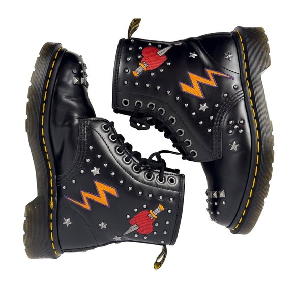 Dr. Martens 1460 Rock & Roll Leather Embellishment Combat Boots Size UK 5 US W7 - Picture 2 of 11